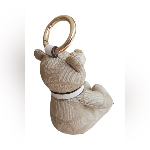Coach CI102 Beige Signature C Coated Canvas Bear  Bag Charm/Key Chain COLLECTOR - Picture 6 of 8